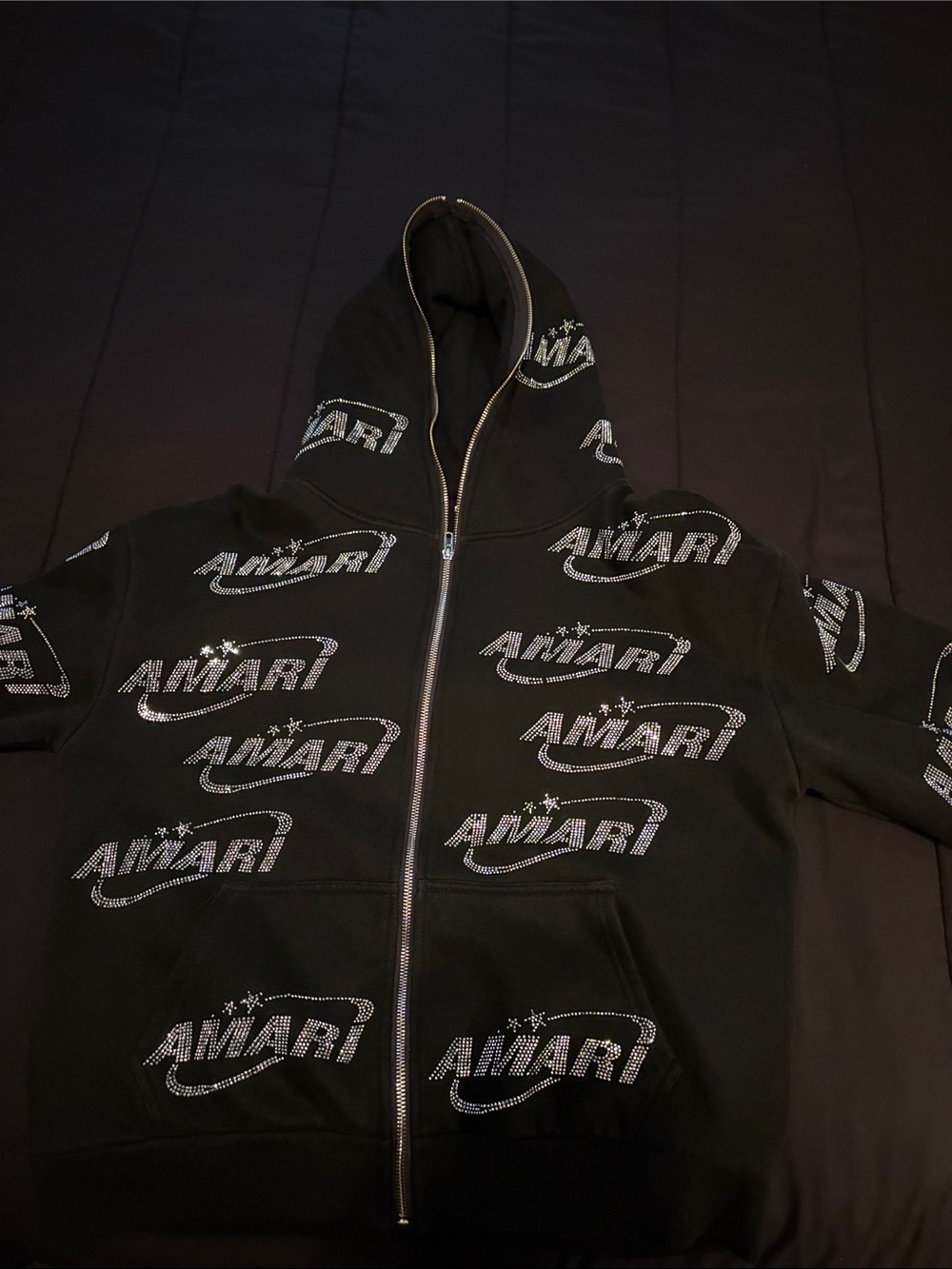 Black rhinestone Amari hoodie